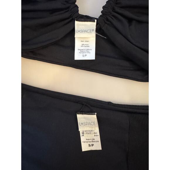 LSPACE 'Dawn' Multi-Way Bandeau Bikini Top and bottom black size small (New) - Picture 2 of 4